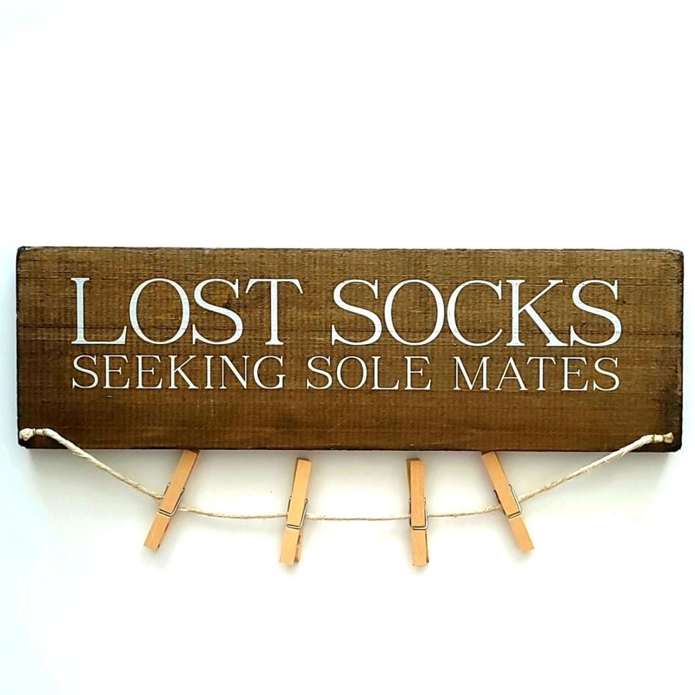 Lost Socks Sign Seeking Sole Mates Laundry Room Decor Wooden